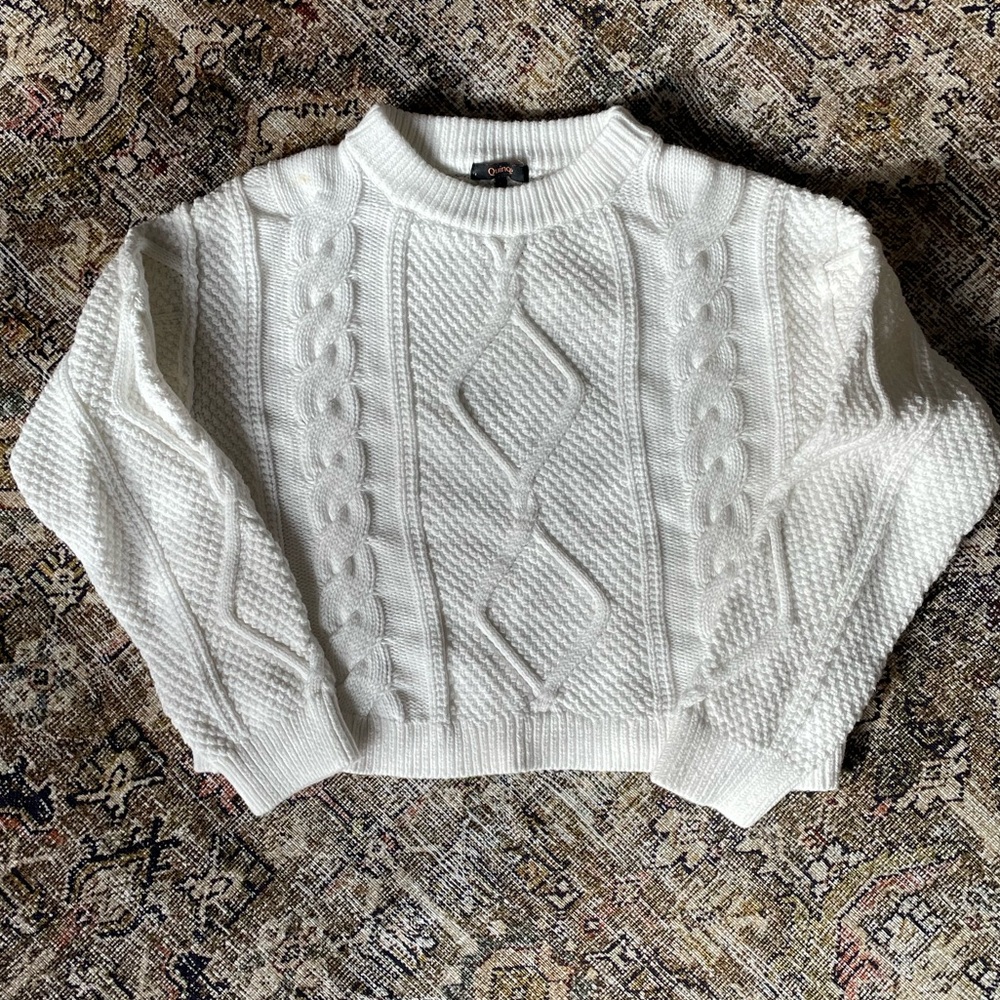 White Cable Knit Women's Sweater